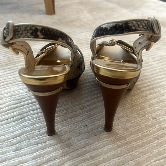 Michael Kors Snakeskin Peep-Toe Heels - Picture 4 of 7